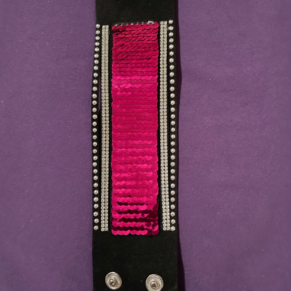 Black and Pink Sequin Women's Bracelet